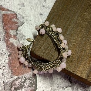 🛍 6 for $35 • Ann Taylor Gold & Pink Pavé Beaded Bracelet
